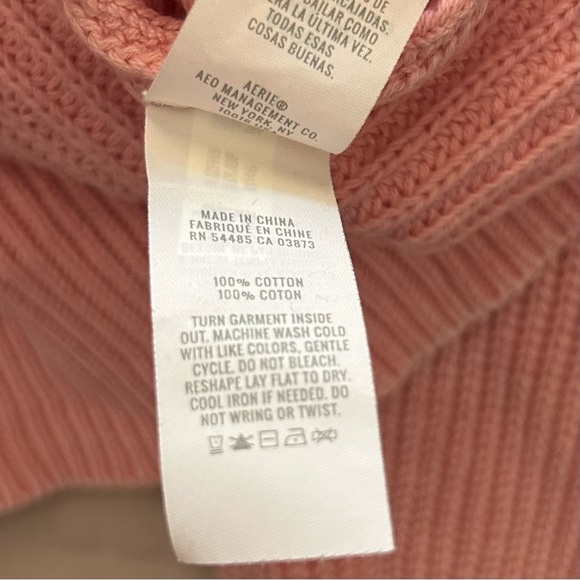 Aerie Women’s Beyond Quarter Zip Oversized 100% Cotton Pink Sweater, Size Small - Picture 10 of 11